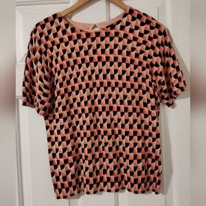 Talbots Petites Short Sleeve Geometric Print Sweater Women's Multicolor, Size Mp